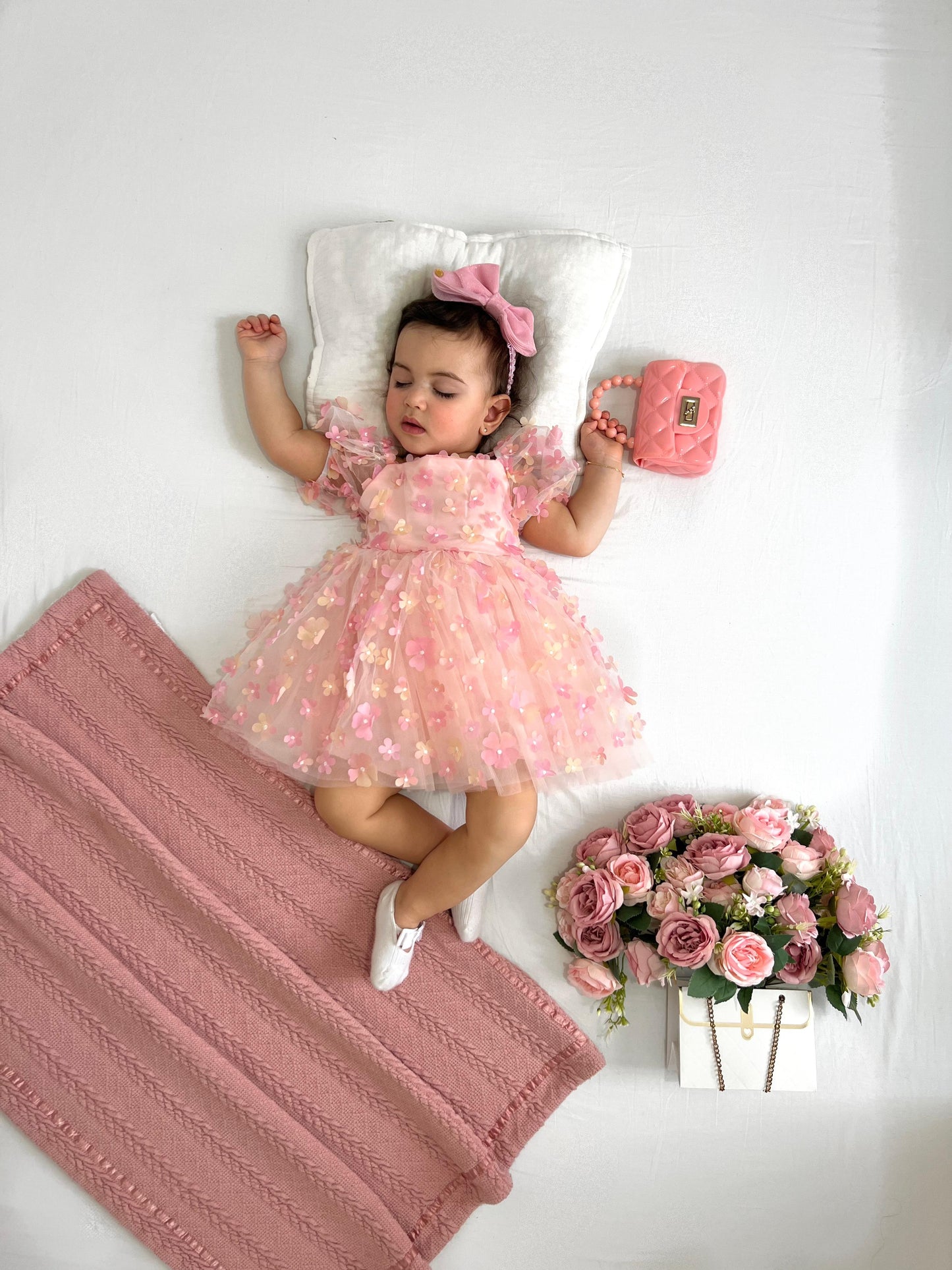 3D flower tull dress