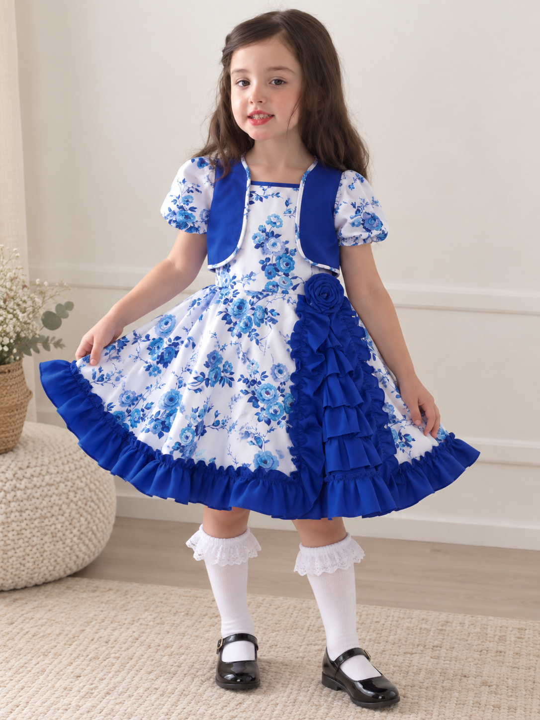 Vestido china niña azul